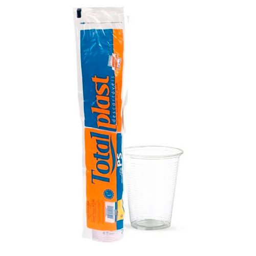 Copo Descartável Transparente 250 Ml C/ 100 Un Totalplast