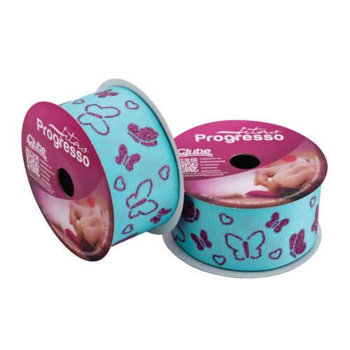 Fita Gorgurão Estampada 009 Borboletas Cor 005 10 M Progresso
