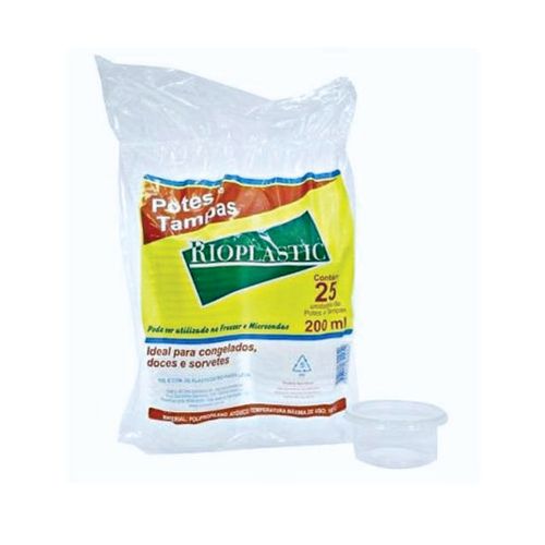 Kit Pote Redondo 200 Ml C/ 25 Un Rioplastic