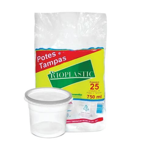 Kit Pote Redondo 750 Ml C/ 25 Un Rioplastic