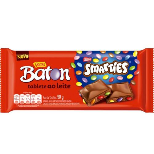 Barra De Baton Tablet Baton + Smarties 90 Gr Garoto