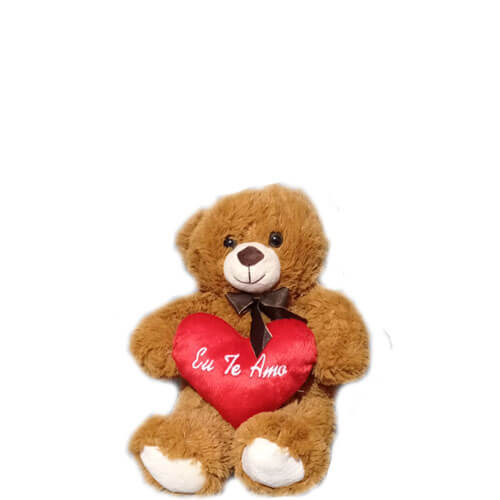 Pelucia Urso Coração Te Amo Marrom 30 Cm (F1459) Fizzy