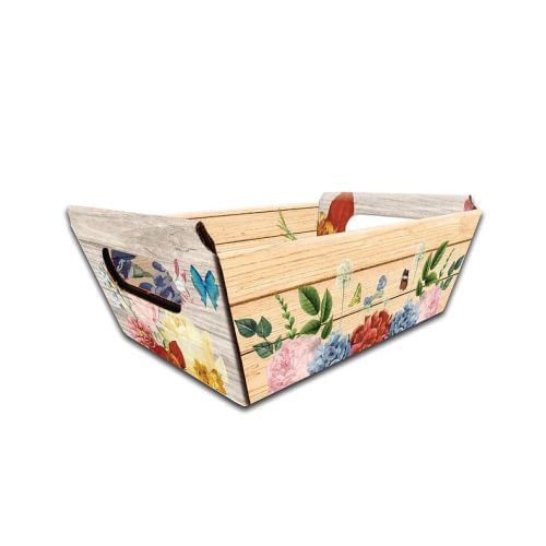 Cesta N 4 Caixote Flores 17x12,5x7,5 Cm (3475) Kid-Arte