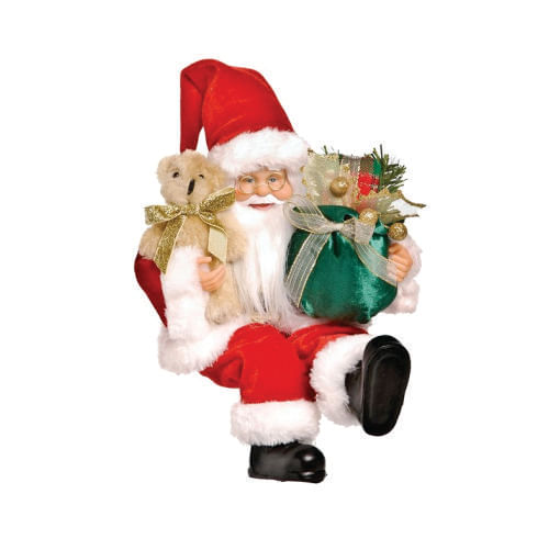 Noel Sentado Segurando Urso Vrm 30 Cm (1690030) Cromus
