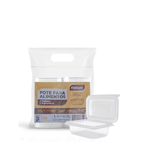 Kit Pote Retangular 400 Ml C/ 24 Un Rioplastic