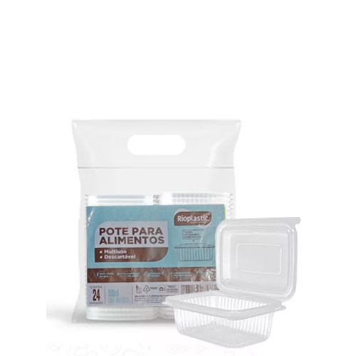 Kit Pote Retangular 500 Ml C/ 24 Un Rioplastic