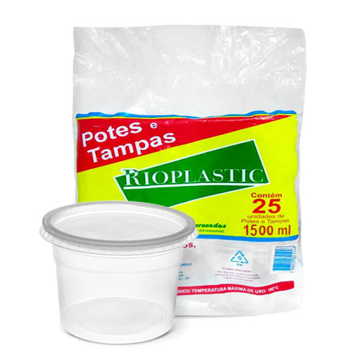 Kit Pote Redondo 1500 Ml C/ 25 Un Rioplastic