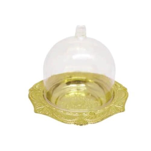 Adorno Cupula De Acrilico C/ Base Dourada Un (2724) Yoss