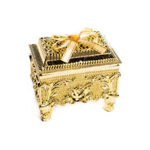 Mini Porta Joia Aladim Metalizado 5,5x8,5x7 Cm Dourado Un Fox Import