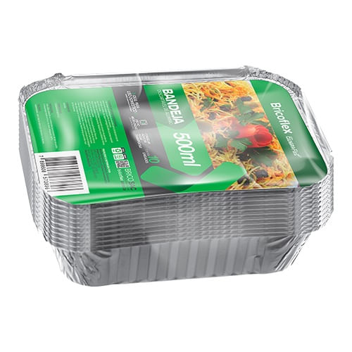 Emb. Retang. De Aluminio 500 Ml C/ 10 Un (Bf50032) Bricoflex