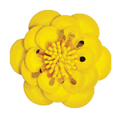Flor Decorativa E.V.A Begonia M Amarela C/ Metal 23 Cm (110049) Piffer