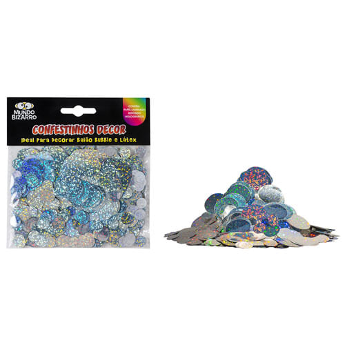 Confetes P/ Balões Redondo Holografico Mundo Bizarro