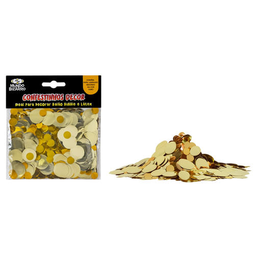 Confetes P/ Balões Redondo Ouro Mundo Bizarro