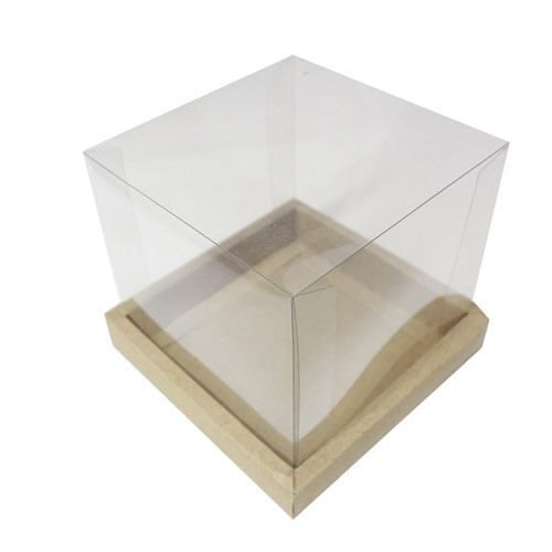 Caixa Panetone 500gr 15x15 Kraft Tampa Transparente C/ 5 Un Assk