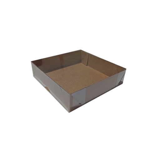 Caixa Quadrada 14x14 Kraft Tampa Transparente Pct C/ 10 Un Crystal For