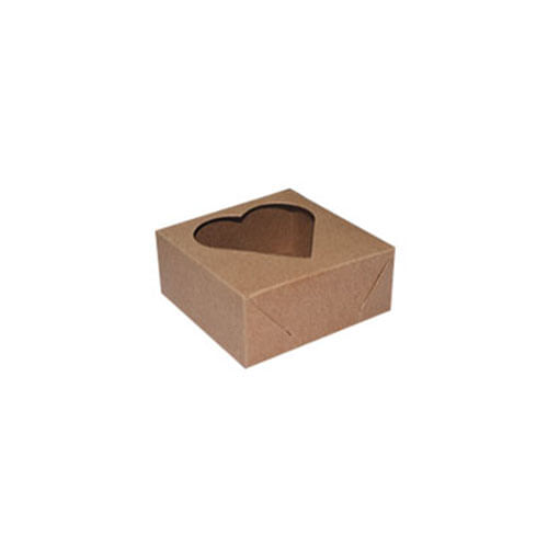 Caixa Quadrada Coração 10x10 Kraft Visor Pct C/ 10 Un Crystal For