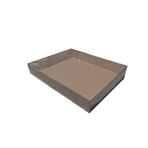 Caixa Retangular 19x24x3,5 Kraft Tampa Transparente Pct C/ 10 Un Crystal For