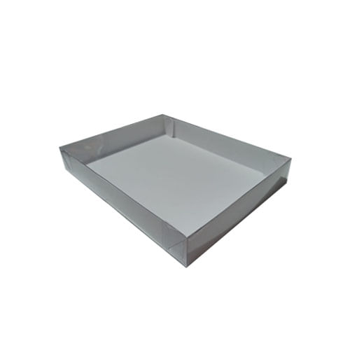 Caixa Retangular 19x24x3,5 Branca Tampa Transparente Pct C/ 10 Un Crystal For