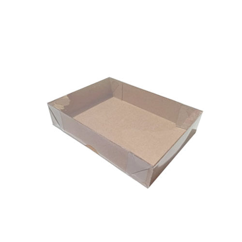 Caixa Retangular 11,5x17x3,5 Kraft Tampa Transparente Pct C/ 10 Un Crystal For
