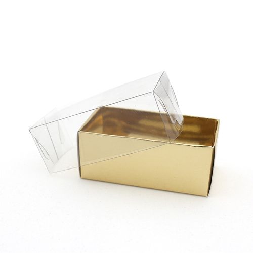 Caixa Retangular 8,5x4,5x3,5 Ouro Tampa Transparente (N 2) C/ 10 Un Assk