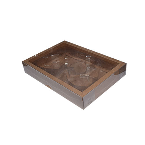 Caixa Coração Diamantado C/ Berço 3 Cavas 65 Gr Kraft C/ 5 Un (8053-K) Crystal F