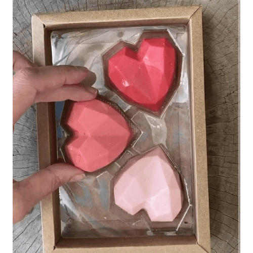 Caixa Coração Diamantado C/ Berço 3 Cavas 65 Gr Kraft C/ 5 Un (8053-K) Crystal F