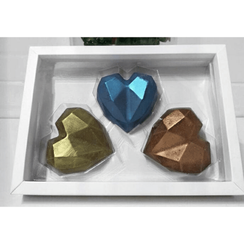 Caixa Coração Diamantado C/ Berço 3 Cavas 65 Gr Branco C/ 5 Un (8053-B) Crystal