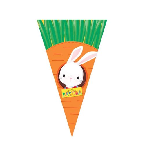 Cone Pascoa Coelinho Sai Da Toca 17,5x29,5cm  C/ 50 Un Cromus