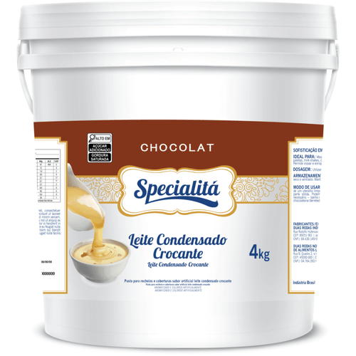 Pasta Chocolat Leite Condensado Crocante 4 Kg Specialitá