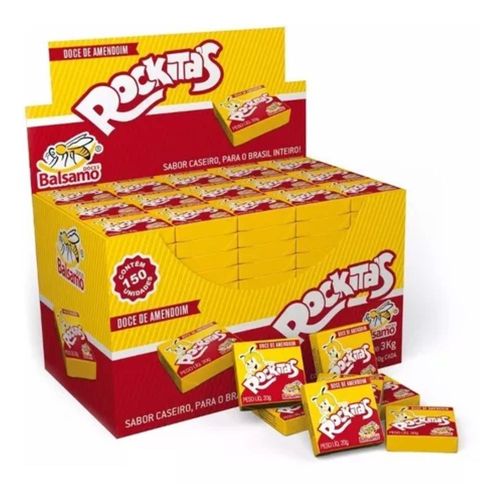 Paçoca Quadrada Embalada Display 3 Kg C/ 150 Un Balsamo Alimentos