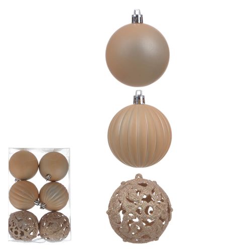 Enfeite De Natal Bola 6 Cm Decorada C/ 6 Un