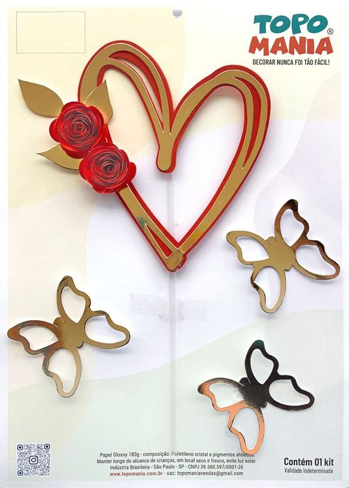 Topo De Bolo Coraçao Vazado