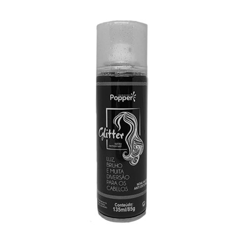 Spray Glitter Cabelo 135 Ml Prata Popper