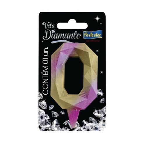 Vela Aniver Diamante Rosa/Dourada Festcolor