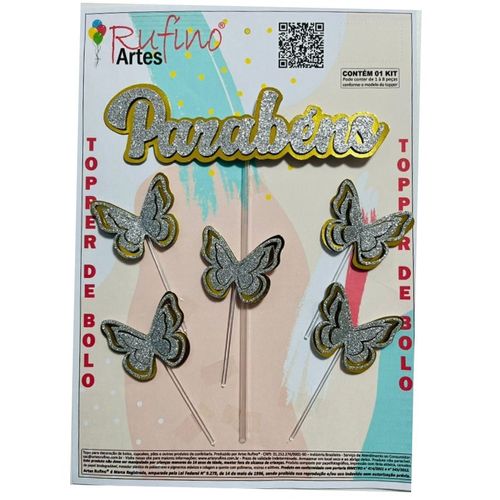 Topo Borboleta Eva Metal Rufino Artes