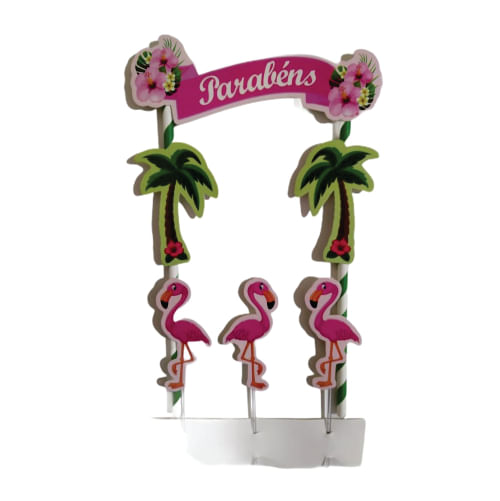 Topo P/ Bolo Pequeno Flamingo C/ 4 Pçs Pablo
