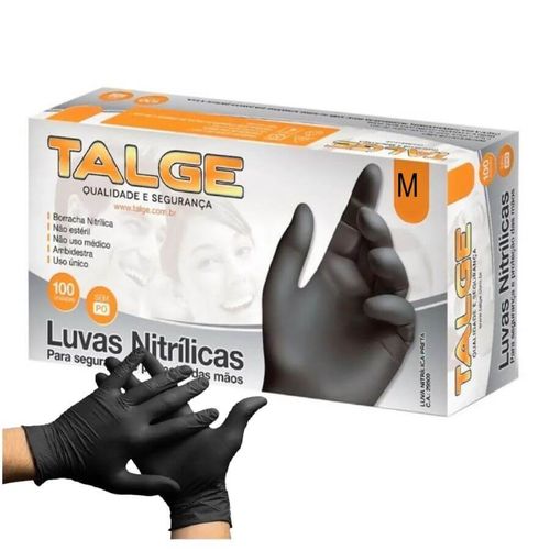 Luva Nitrilica Preta M S/ Pó C/ 100 Un Talge