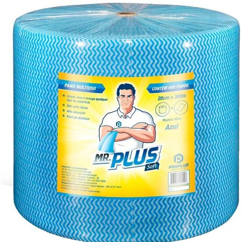 Pano Multiuso Rolo Azul 28cmx300 Mt C/ 600 Un Mr Plus Talge