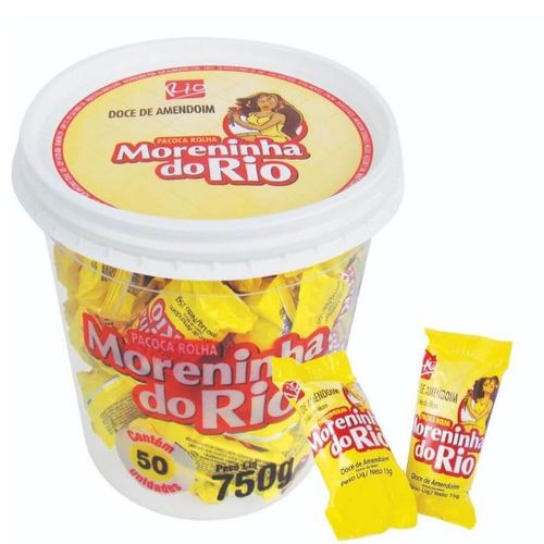 Paçoca Rolha Pote 750 Gr C/ 50 Un Moreninha Do Rio