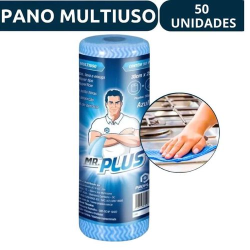 Pano Multiuso Rolo Azul 30cmx25 Mt Mr Plus