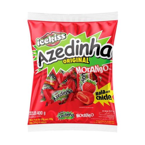 Bala Dura Chicle Morango Azedinha Icekiss 400 Grcory