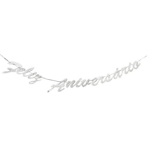 Faixa Decorativa Feliz Aniverário Prata C/ Glitter Silver