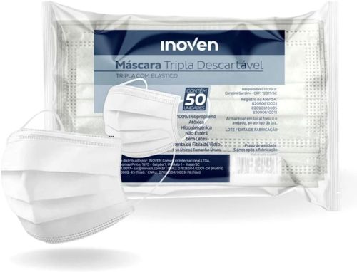 Máscara Tripla Camada Pc C/ 50 Un Inoven