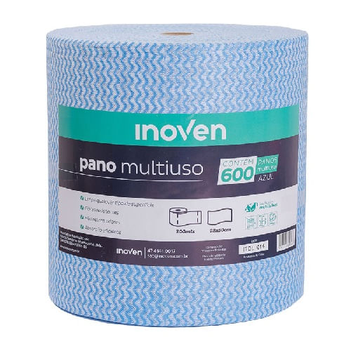 Pano Multiuso Rolo Azul 28cmx300 Mt C/ 600 Un Inoven