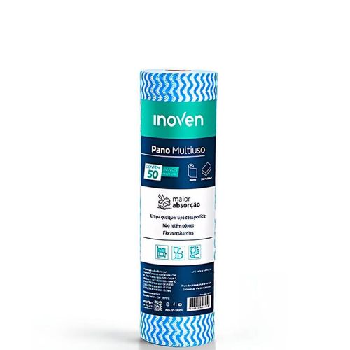Pano Multiuso Rolo Azul 28cmx25 M C/ 50 Un Inoven