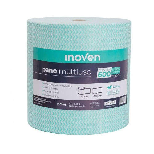 Pano Multiuso Rolo Verde 28cmx300 Mt C/ 600 Un Inoven