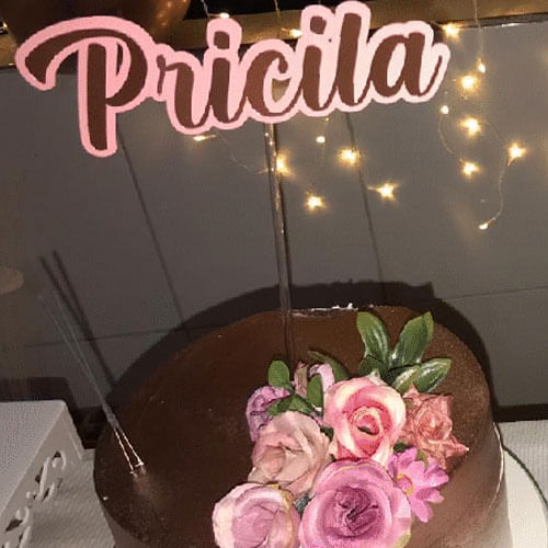 Topo De Bolo Personalizado Simples 3d 1 Nome Zanepan