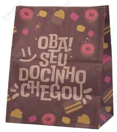 Sacola Papel Kraft P 20x14x24 Doce E Carinho E Amor C/ 10 Un Vinco