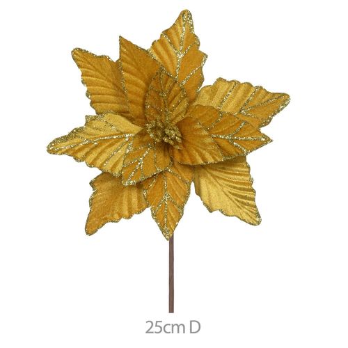 Haste Bico De Papagaio Aveludado Glitter Dourado 27cm (47291003) Flor Arte