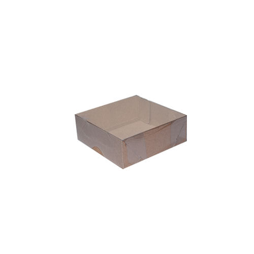 Caixa Quadrada 10x10 Kraft Tampa Transparente Pct C/ 10 Un (554-K